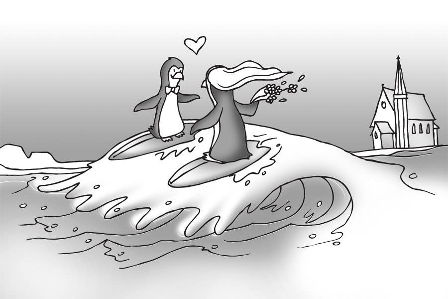 
                                                                                                                        Proposition n°                                            12
                                         du concours                                             Drawing / cartoon for wedding invite with penguins near the surf
                                        