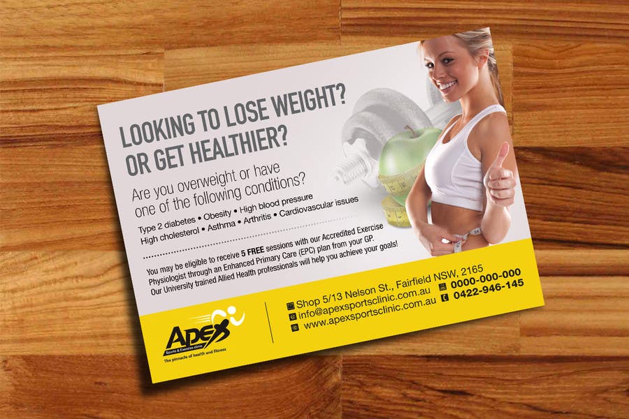 
                                                                                                            Inscrição nº                                         49
                                     do Concurso para                                         Design a small flyer for weight loss to leave at shop counters
                                    