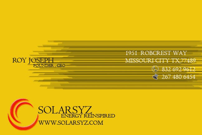 Inscrição nº 78 do Concurso para                                                 Business Card Design for SolarSyz
                                            