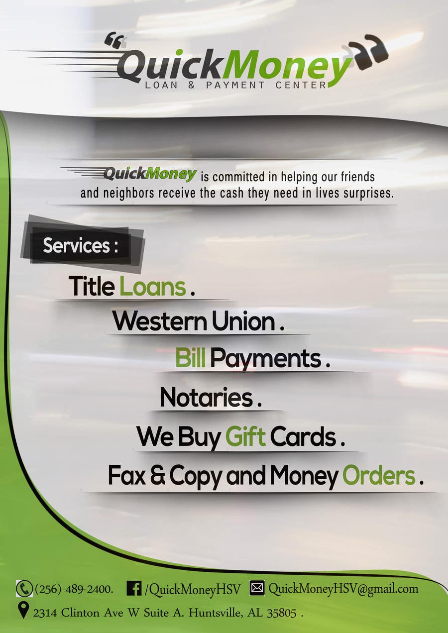 Proposition n°31 du concours                                                 Design a Flyer for QuickMoney Loan & Payment Center
                                            