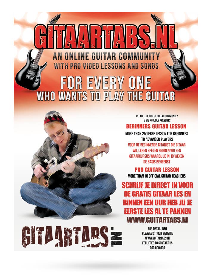 Intrarea #27 pentru concursul „                                                Flyer Design for Gitaartabs.nl an online guitar community with pro vido lesson and songs
                                            ”