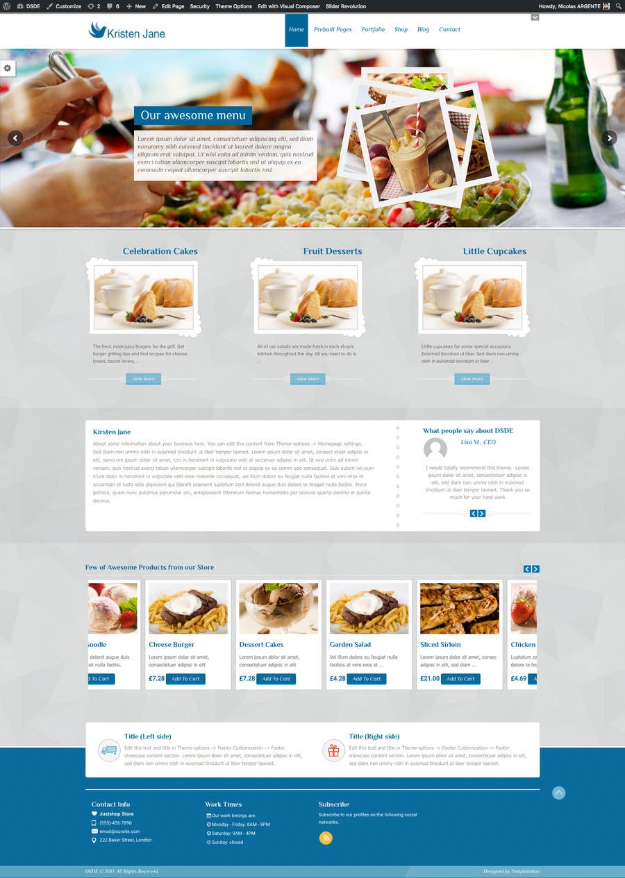 Proposition n°72 du concours                                                 Design a Website Mockup and corporate identity for cake business
                                            