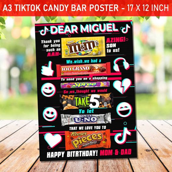 candy bar birthday card