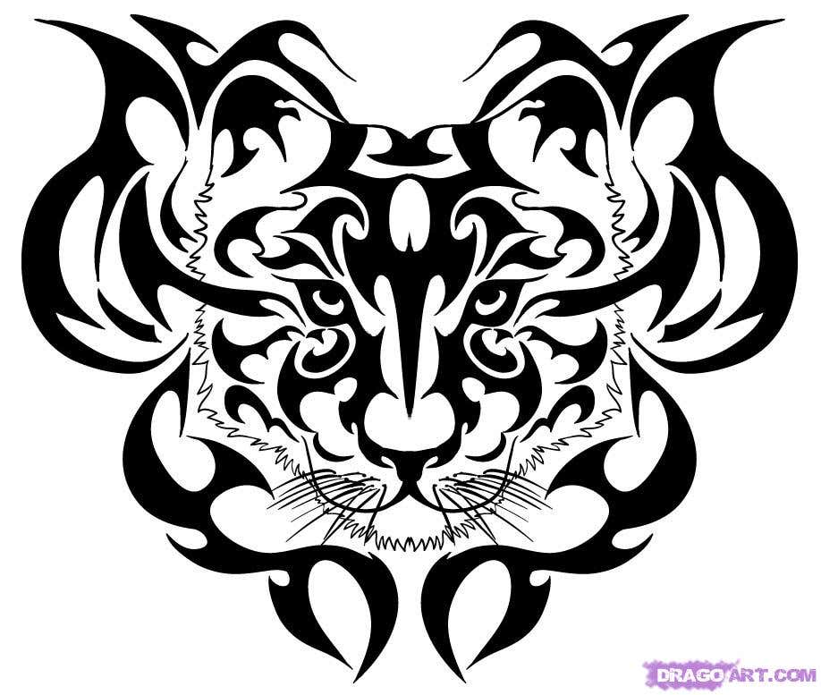 Эскизы черно белые тату тигр